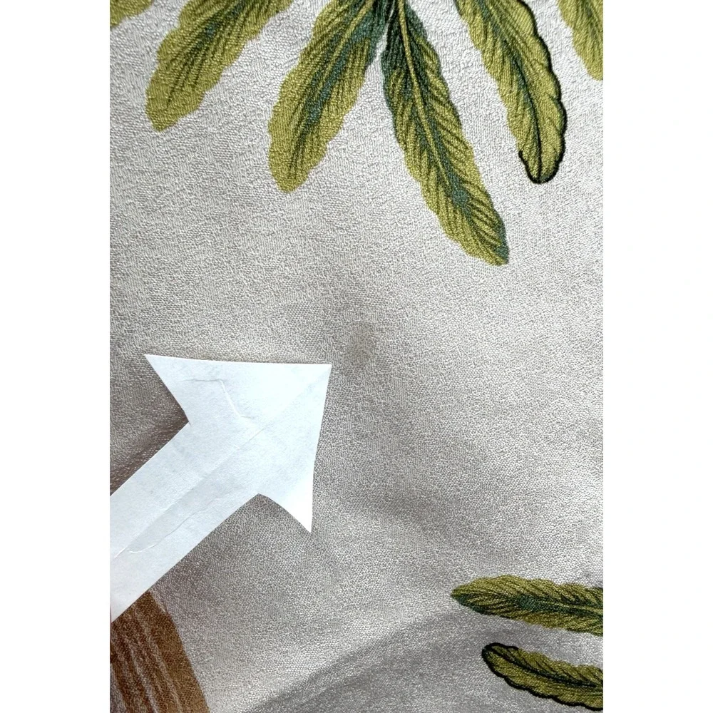 Jim Thompson Silk Scarf Botanical Print Orchids Fern Leaves White Rectangle
